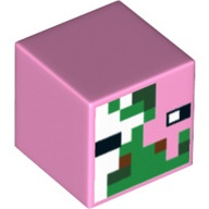Lego hlava Minecraft Zombie Pigman, světle růžová (6114143, 6162507)